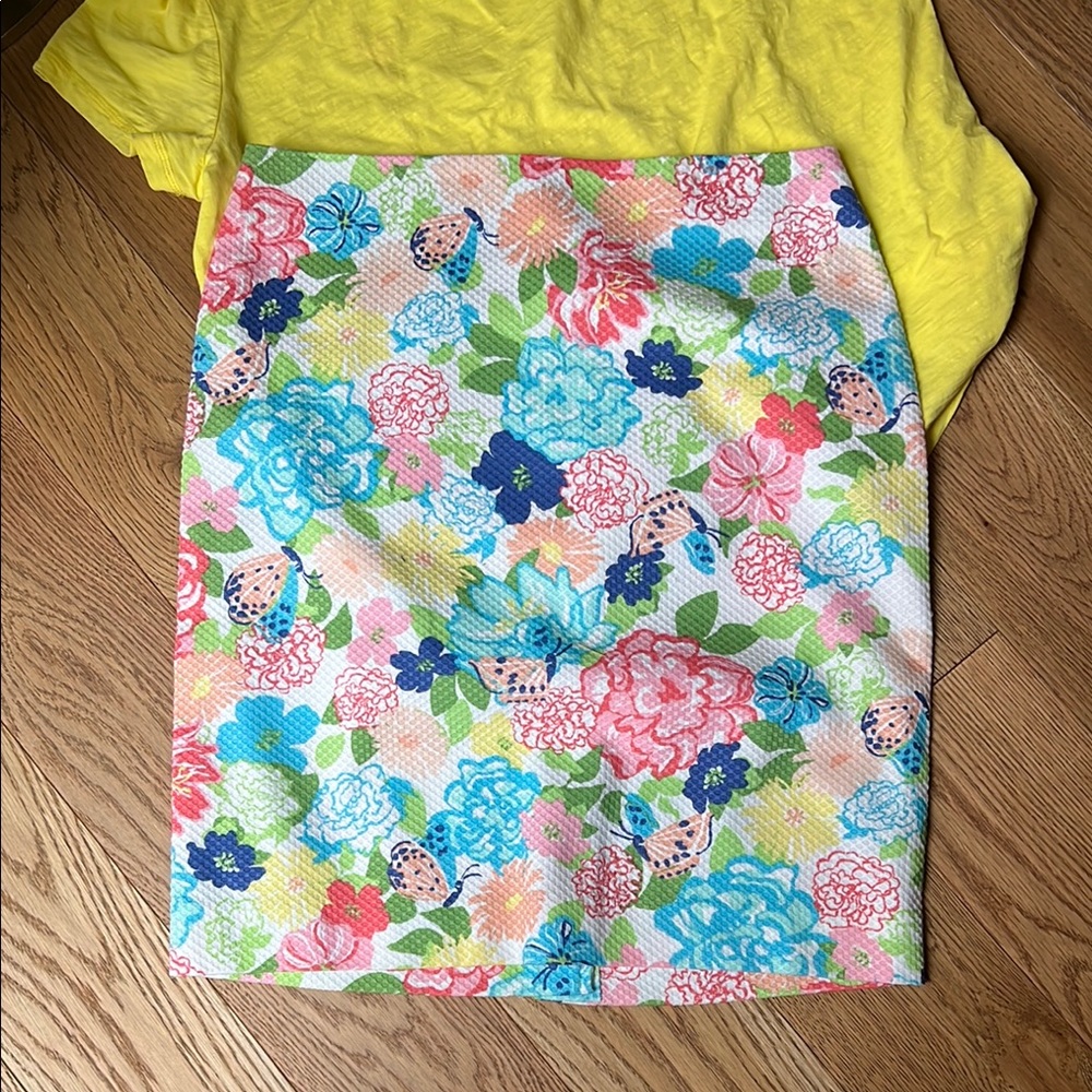 Talbots Pink and Blue  Pencil Skirt Size 6P